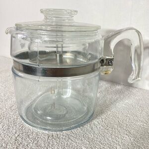 Vintage Pyrex Flameware Glass Stovetop Percolator Coffee Pot